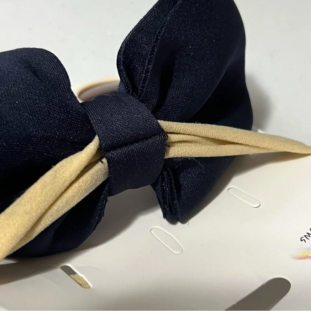 NEW girls cream / off white sunglasses and navy blue hair bow headband set
